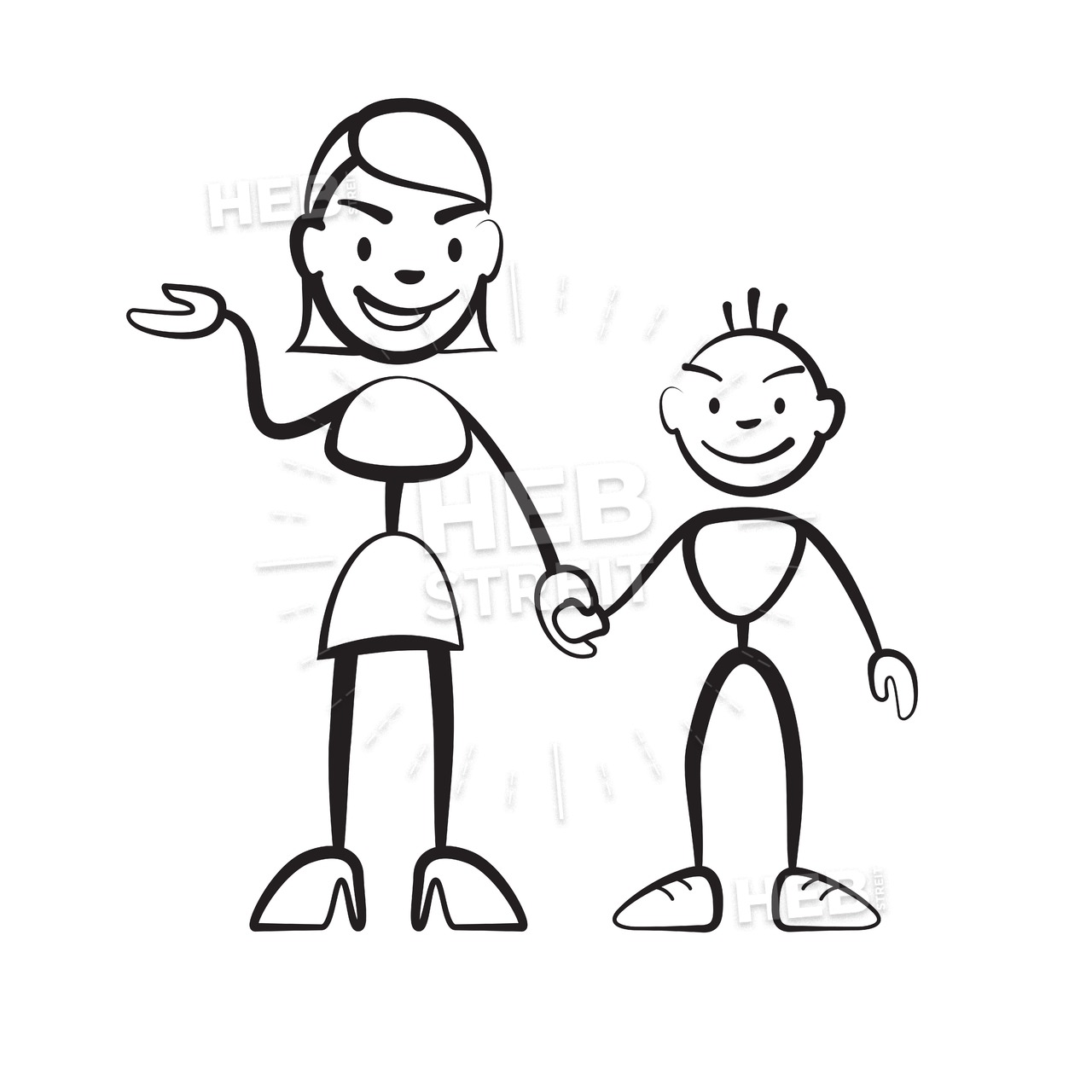 1280x1280 Stick Figure Mother With Son Greeting Hebstreits Sketches