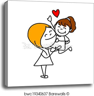 382x390 Hand Drawing Cartoon Concept Happy Mother's Day, Canvas Print