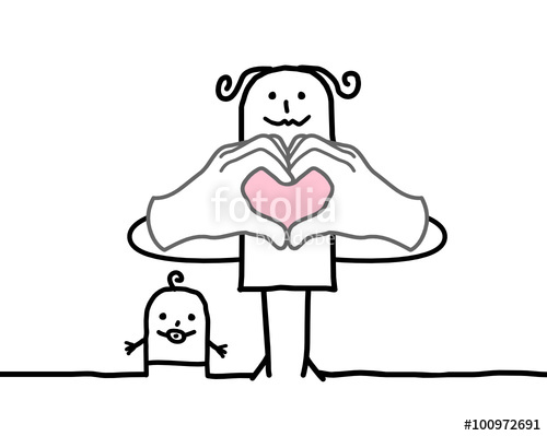 500x399 Cartoon Mother Making Heart Sign With Her Fingers Stock Image