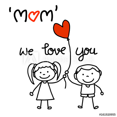 500x500 Hand Drawing Cartoon Character Concept Happy Mothers Day