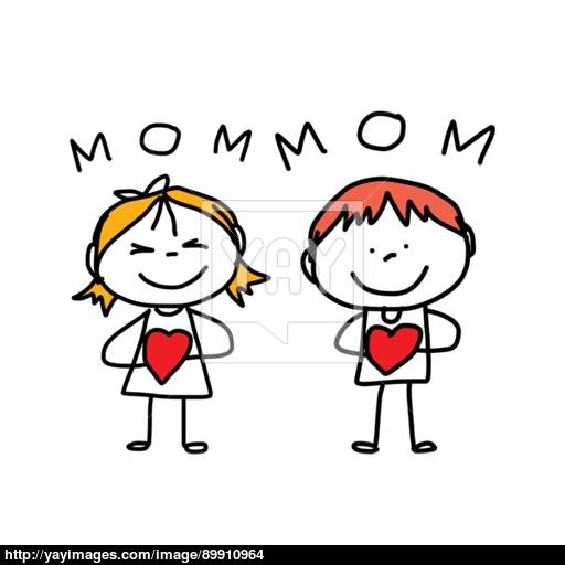512x512 Hand Drawing Cartoon Concept Happy Mother's Day Vector