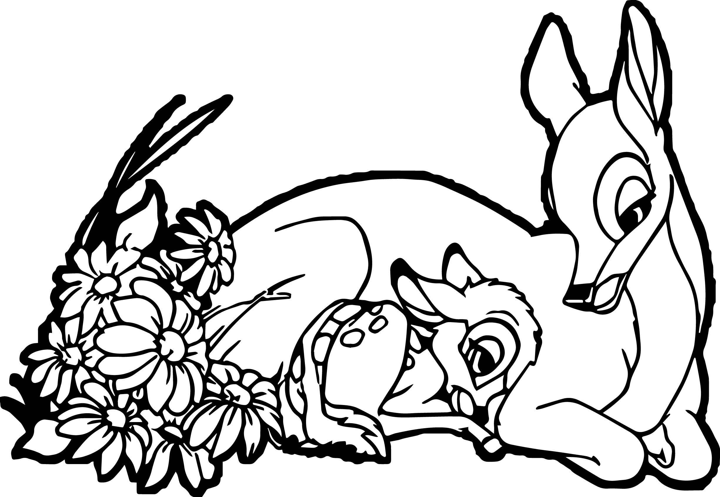 2449x1691 Happy Bambi Mother Child Coloring