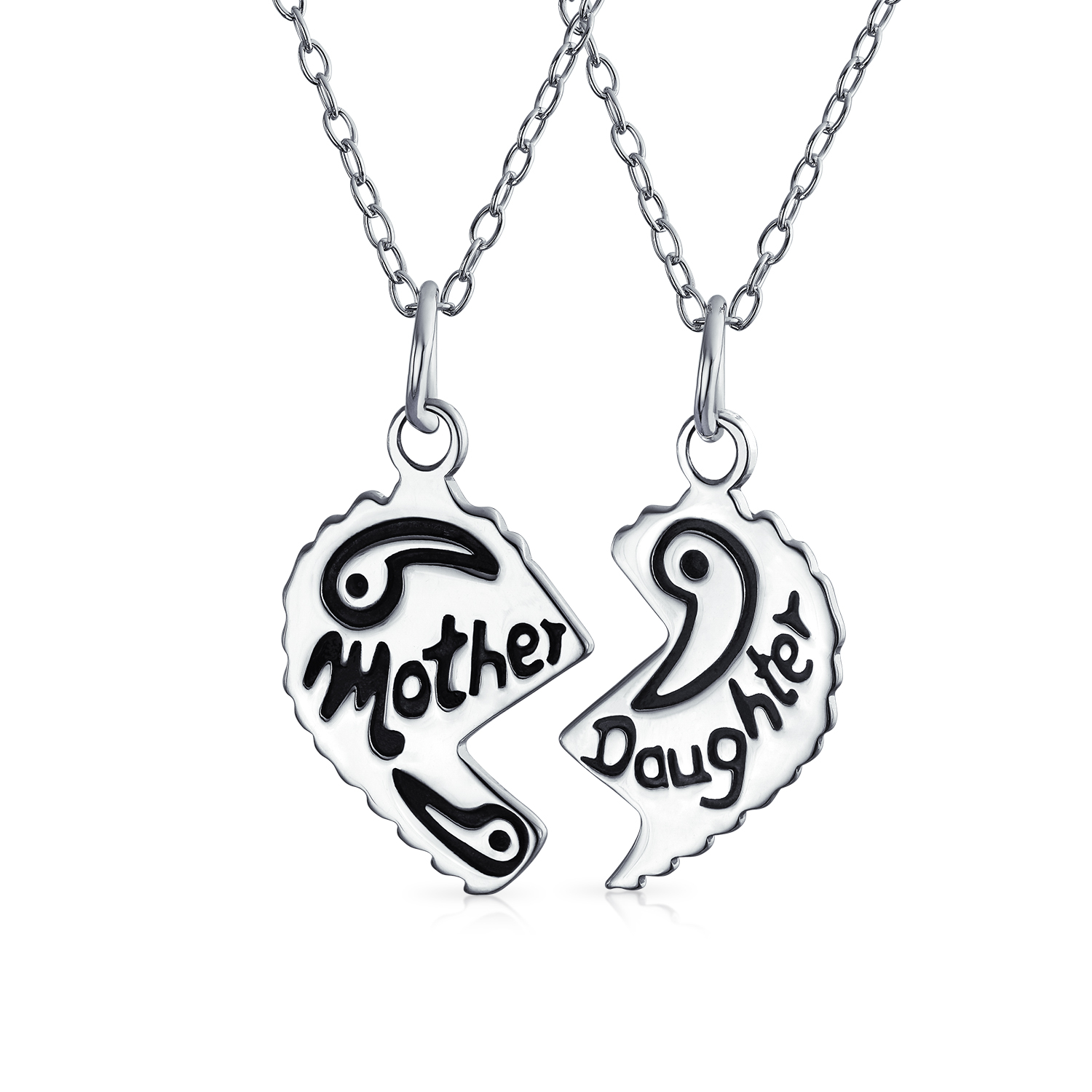 1500x1500 Etched Mother Daughter Split Broken Heart Shape Break Apart Pcs