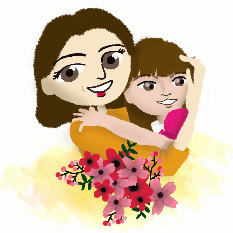 794x794 Mother Daughter Drawing Mother's Day Gift Birthday Gift Etsy