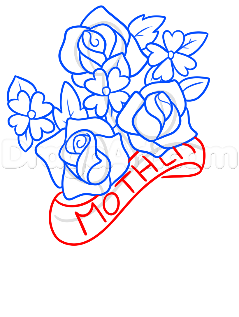 820x1085 How To Draw Mothers Day Flowers, Step