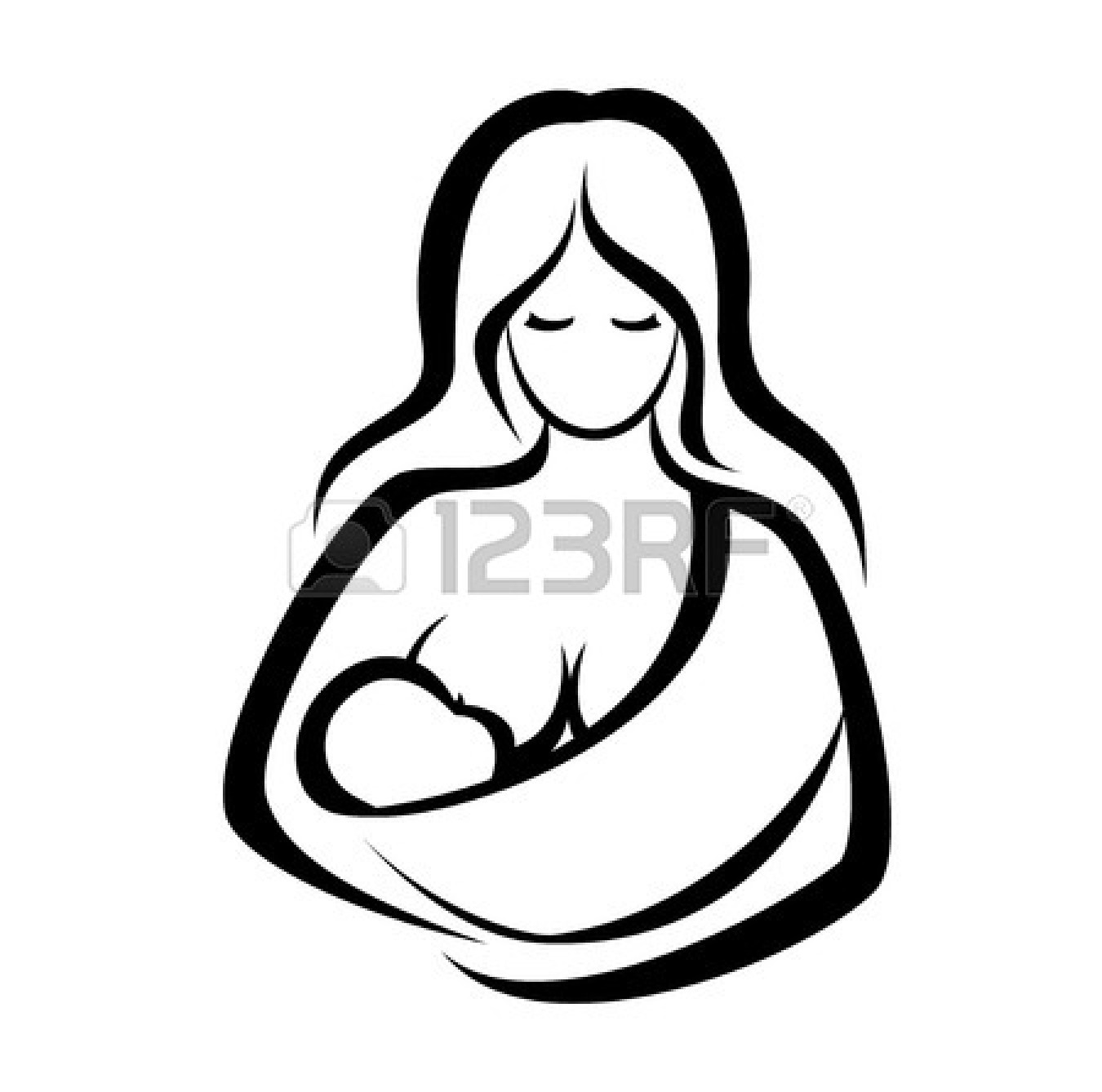 1350x1338 Mother And Baby Drawing