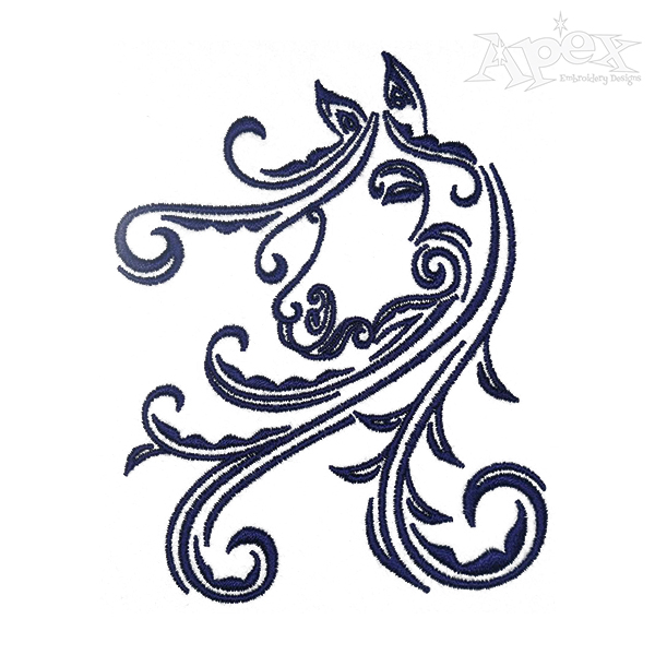 600x600 Mother Father And Baby Horse Embroidery Design