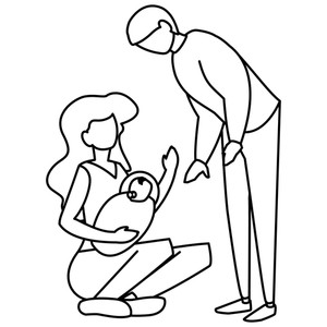 300x300 Mother Father Holding New Baby Feet Royalty Free Vectors