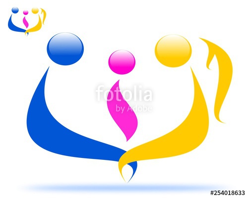 500x400 drawing family logo, family unity vector logo family, mom dad