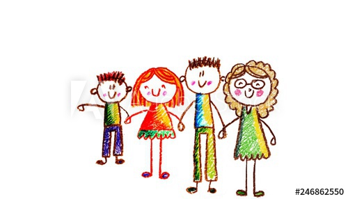 500x286 Kids Drawing Happy Family Holding Hands Mother, Father, Sister