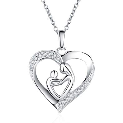 395x395 Necklaces Sterling Silver 'mother Holding Child Love Heart