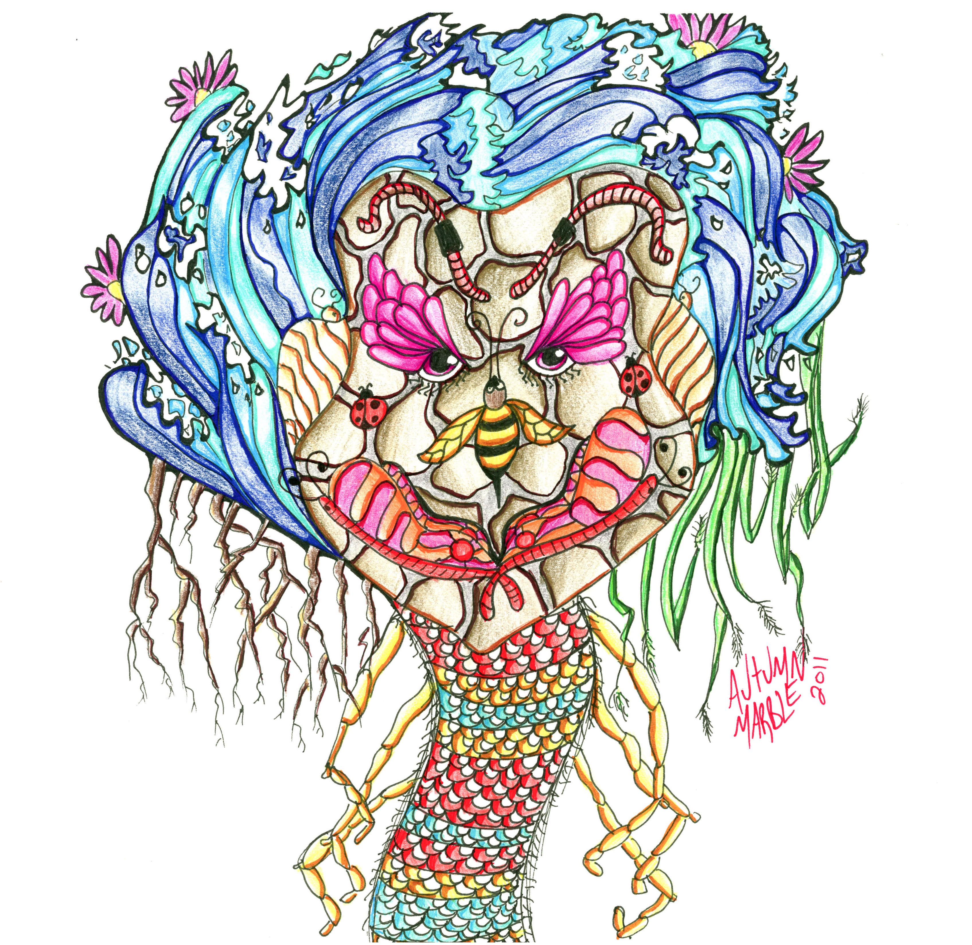 3389x3296 Mother Nature, Autumn Marble Sweet Illustration Illustration