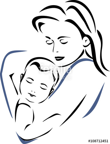 Mother With Baby Drawing | Free download on ClipArtMag