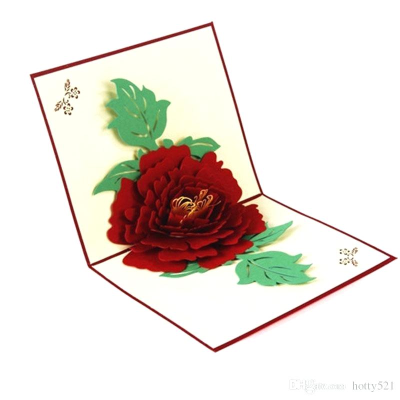 800x800 Flower Greeting Cards Pop Up Peony Handmade Postcards Birthday