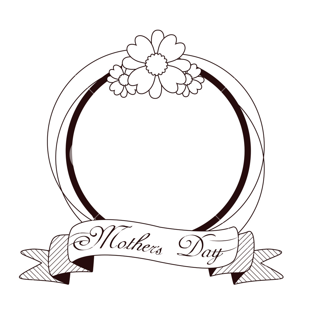 1000x1000 Happy Mothers Day Card With Beautiful Flowers On Black And White