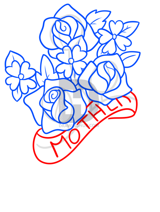 544x720 How To Draw Mothers Day Flowers, Step
