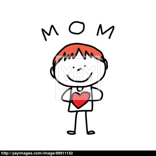 512x512 Hand Drawing Cartoon Concept Happy Mother's Day Vector