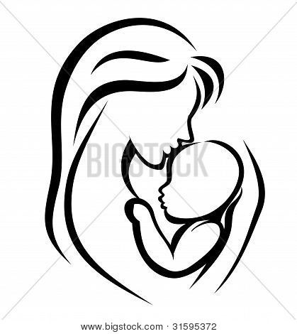 419x470 Mother Daughter Love Symbols Mother And Baby Symbol Stock Vector