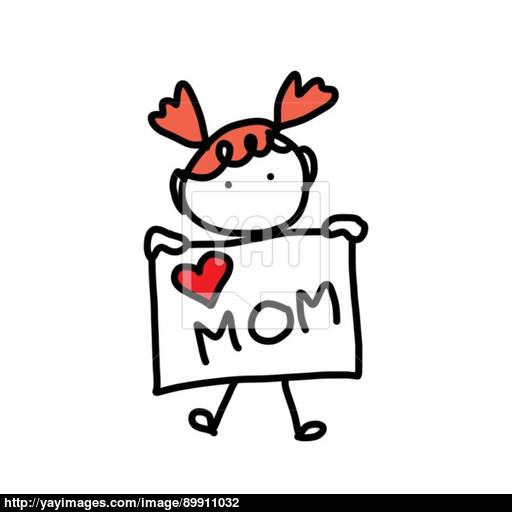512x512 Hand Drawing Cartoon Concept Happy Mother's Day Vector