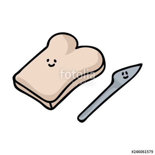 500x500 Slice Of Kawaii Toast Vector Breakfast Illustration Set Hand