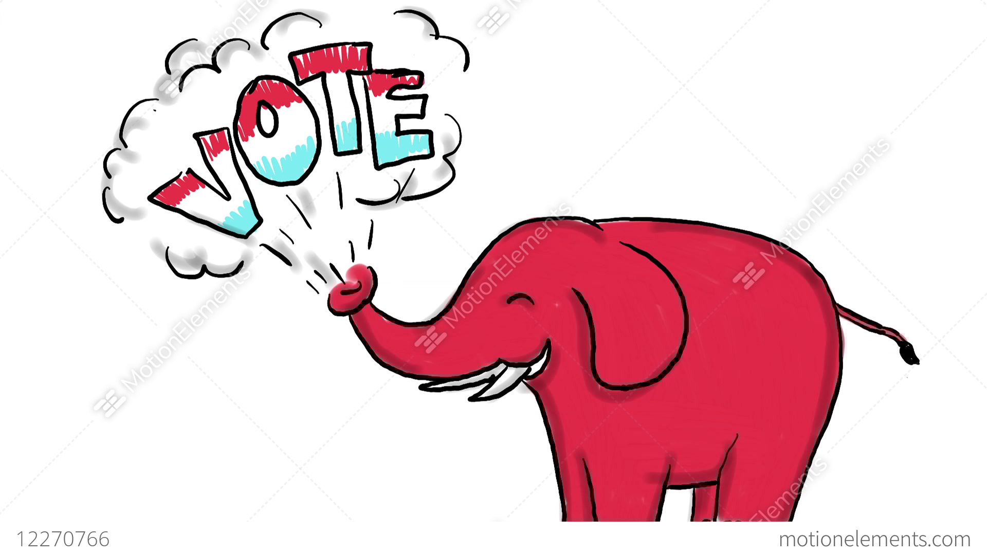 1920x1080 American Elephant Vote Drawing Animation Stock Animation