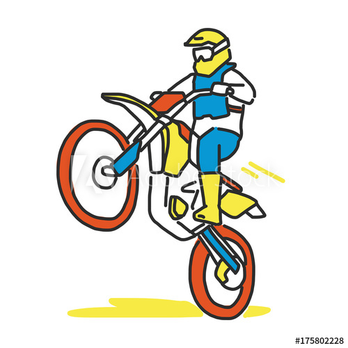 500x500 motocross illustration line drawing