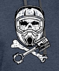 190x228 bikers skull bones motocross motorcycle gift unisex two tone