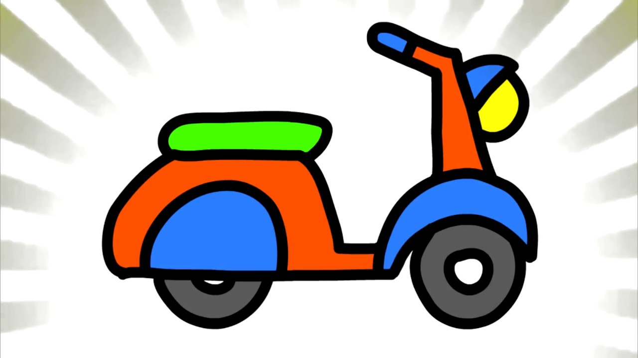 1280x720 How To Draw A Motorbike Learn Colors With Drawing Coloring Book