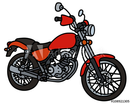 500x400 Red Motorbike Hand Drawing, Vector Illustration