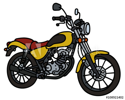 500x400 Yellow Motorbike Hand Drawing, Vector Illustration