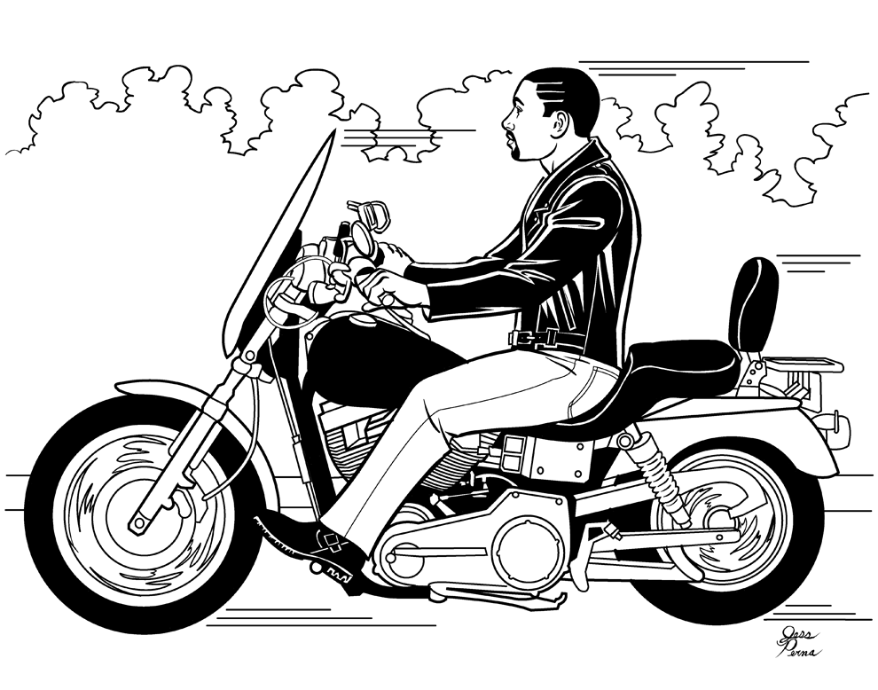 Motorcycle Drawing In Cartoon - Ma Gustave