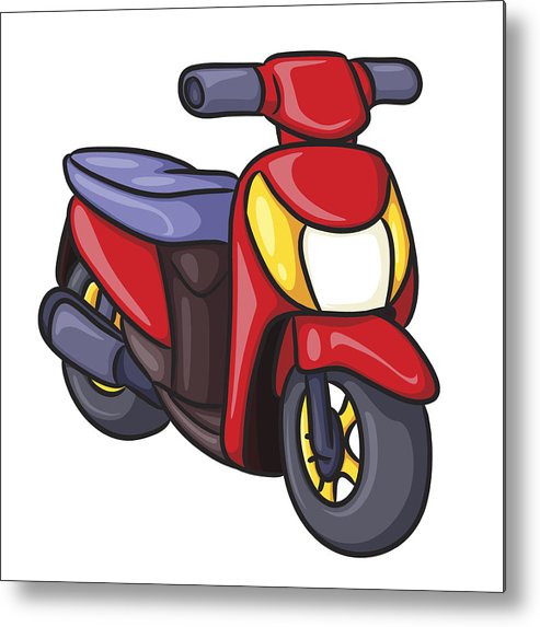 493x573 Motorcycle Cartoon Metal Print