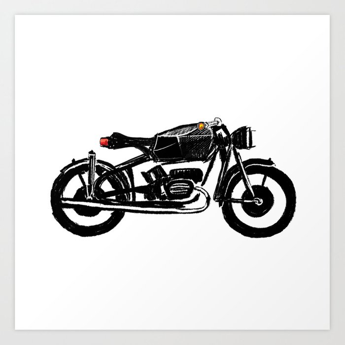 700x700 Untitled Motorcycle Drawing Art Print
