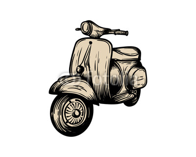 400x320 Vector Vespa Motorcycle Sign Symbol Hand Drawn Logo Template