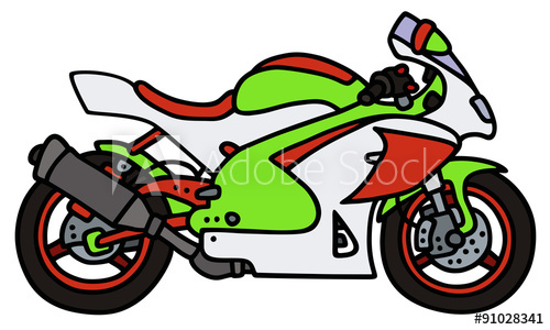 500x300 Racing Motorbike Hand Drawing, Vector Illustration