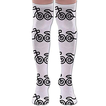 425x425 Motorcycle Drawing Polyester Cotton Over Knee Leg High