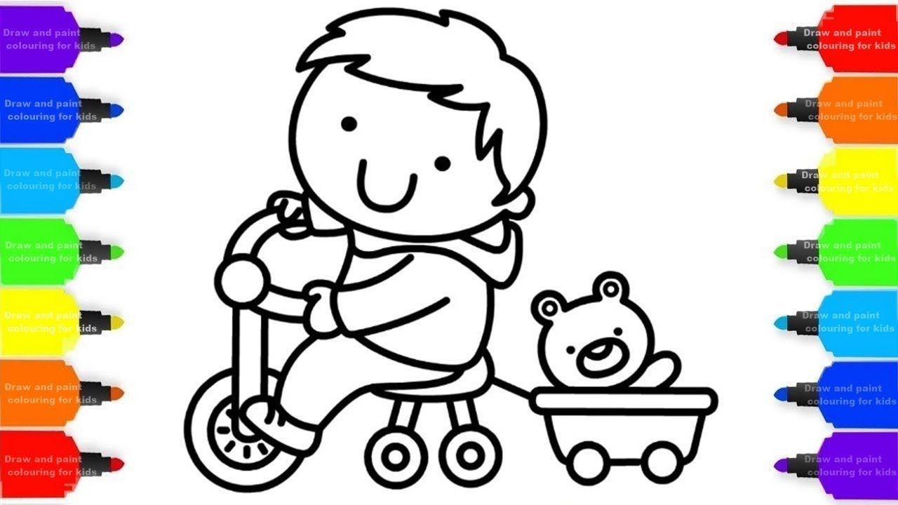 1280x720 Kid Riding Bike Drawing