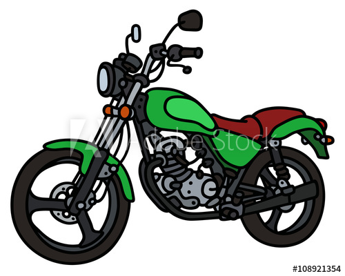 500x400 Green Motorbike Hand Drawing, Vector Illustration
