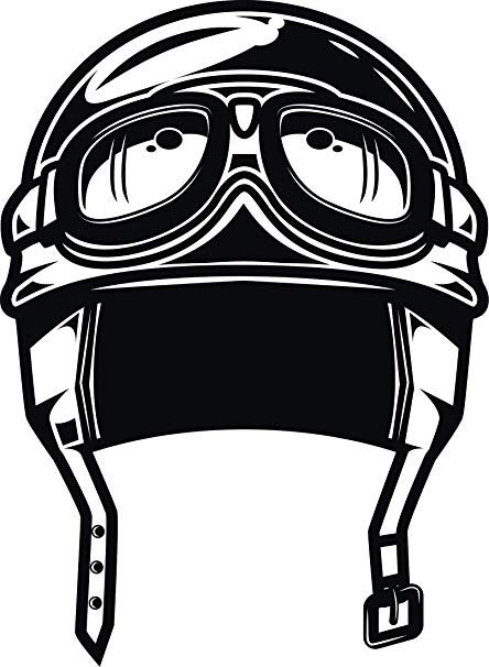 444x606 Cool Biker Airplane Motorcycle Helmet Cartoon Vinyl