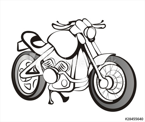 500x421 Motorcycle Sketch In Black Lines