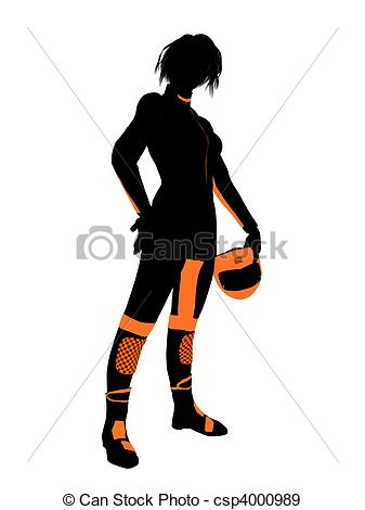 337x470 Female Motorcycle Rider Art Illustration Silhouette Female