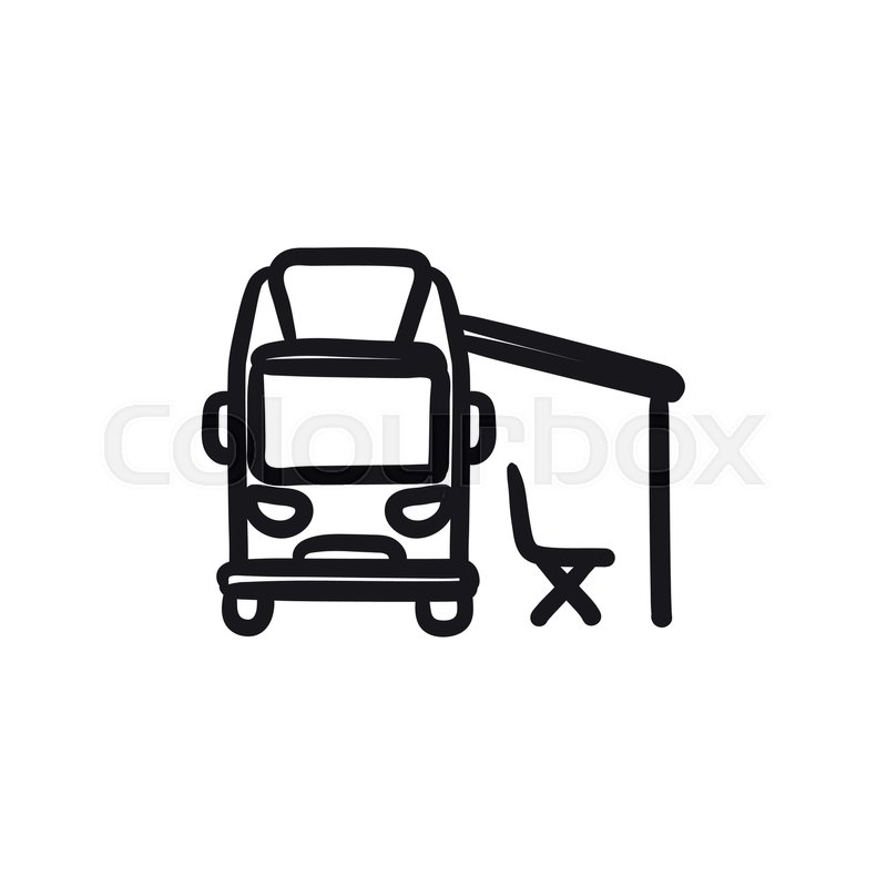 800x800 motorhome with tent vector sketch icon stock vector colourbox