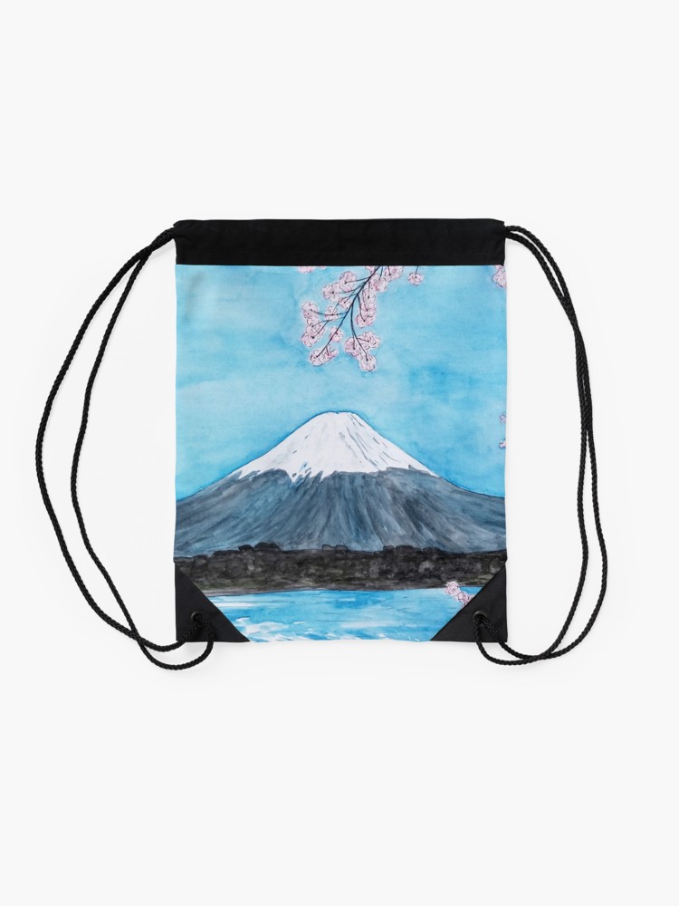 750x1000 Sakura Mount Fuji Painting Drawstring Bag