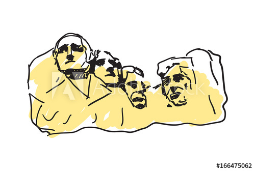 500x336 mount rushmore hand drawn icon isolated on white background vector