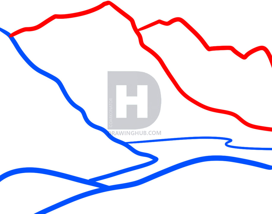914x720 How To Draw Mountains For Kids, Step