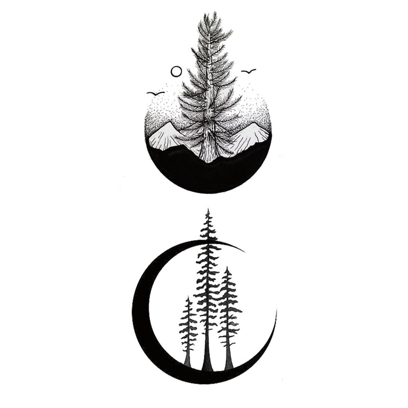 800x800 Temporary Tattoo Mountain Trees