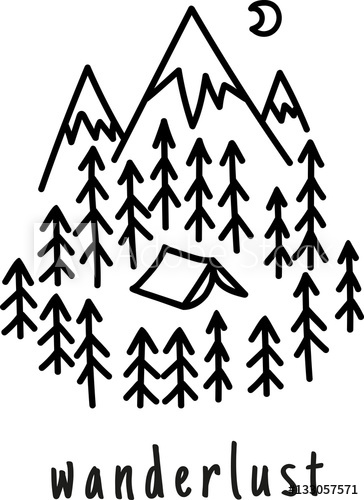 364x500 Wanderlust Hand Drawn Mountain Adventure Label Nature Vector