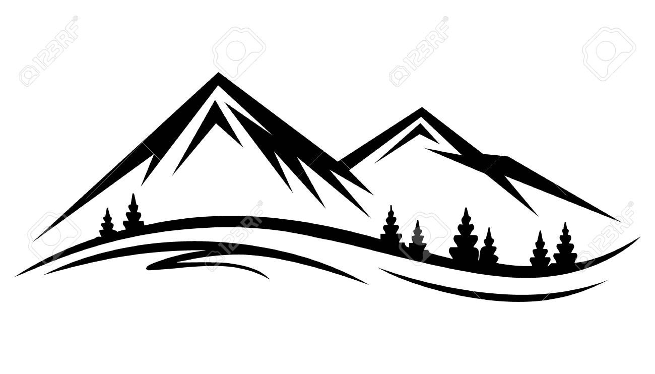 1300x742 Huge Collection Of 'mountain Silhouette Drawing' Download More