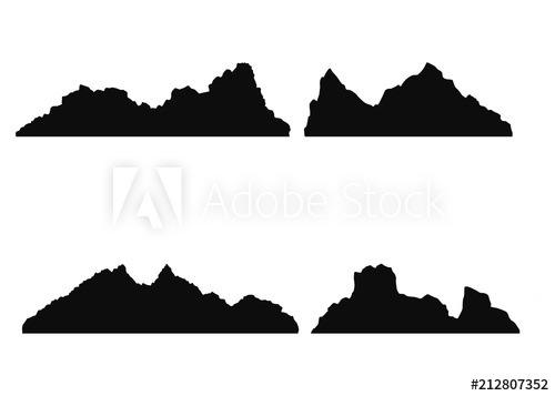 500x357 Mountains Silhouette Drawing Isolated On A White Background