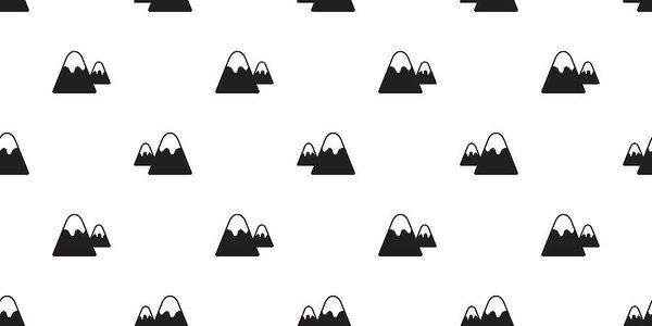 600x300 Mountain Seamless Pattern Vector Snow Mountain Hill Forest Wood